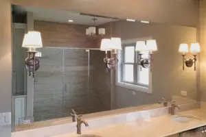 The modern rest room mirrors with light at Maryland