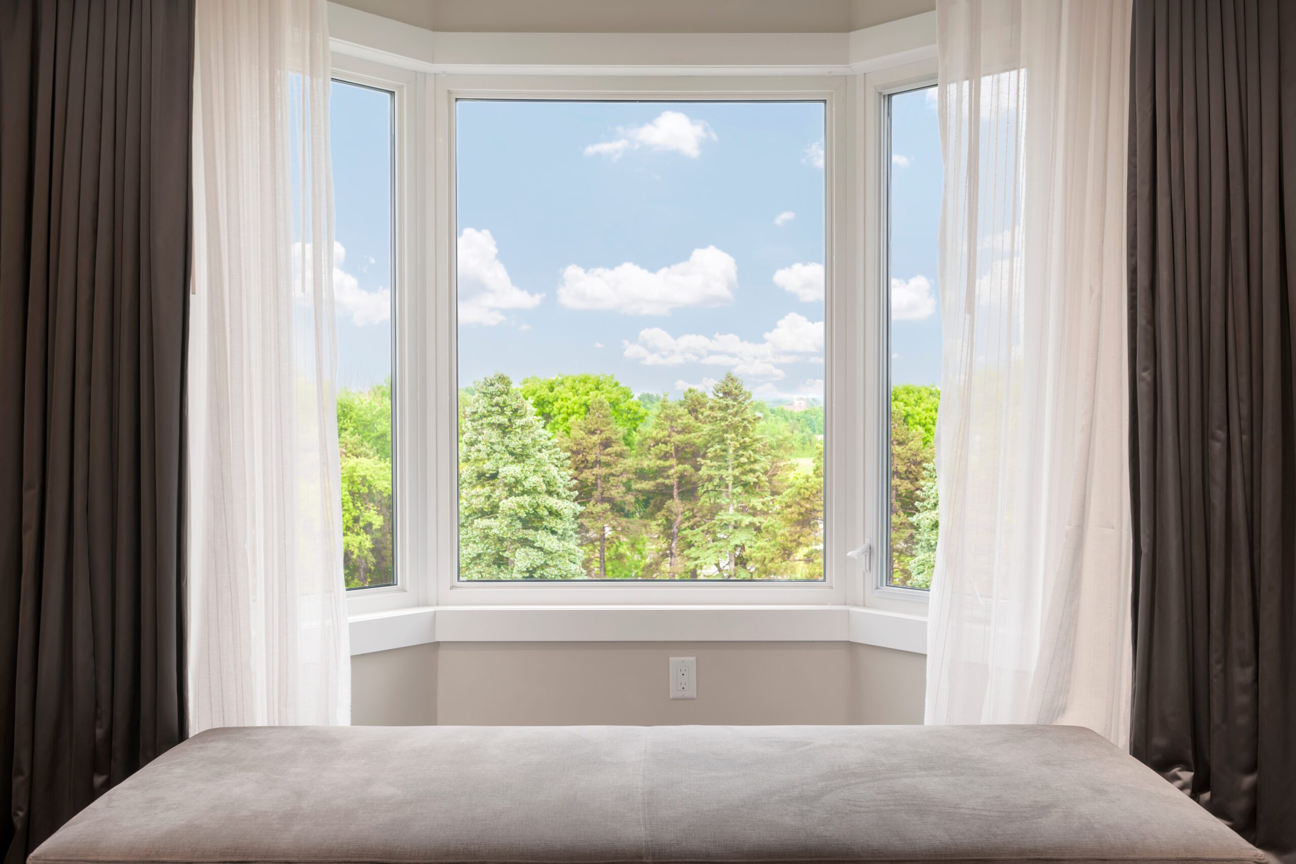 An inside view of a bay window